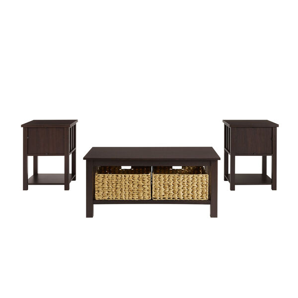 Espresso Storage Coffee Table and Side Table Set, 3-Piece, image 5
