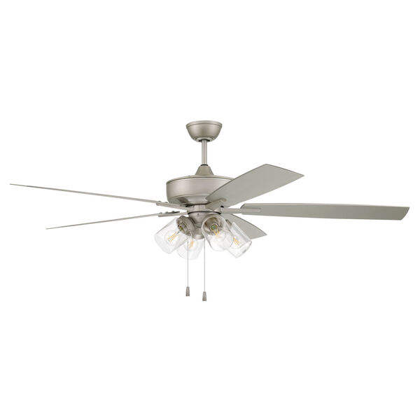 Super Pro Painted Nickel 60-Inch LED Ceiling Fan with Clear Glass, image 1