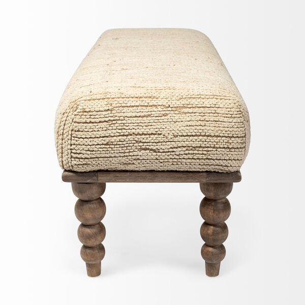 Alder II Cream Upholstered Patterned Seat Bench, image 4