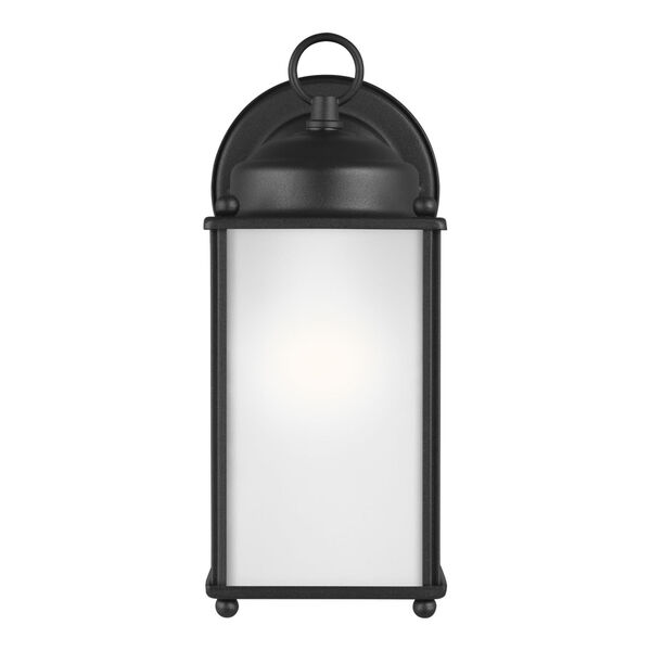 New Castle Black One-Light Outdoor Wall Sconce with Satin Etched Shade, image 1