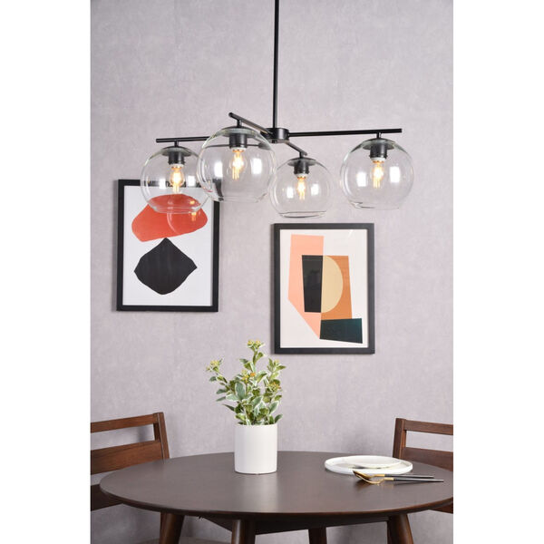 Opus Black and Clear Four-Light Pendant, image 2
