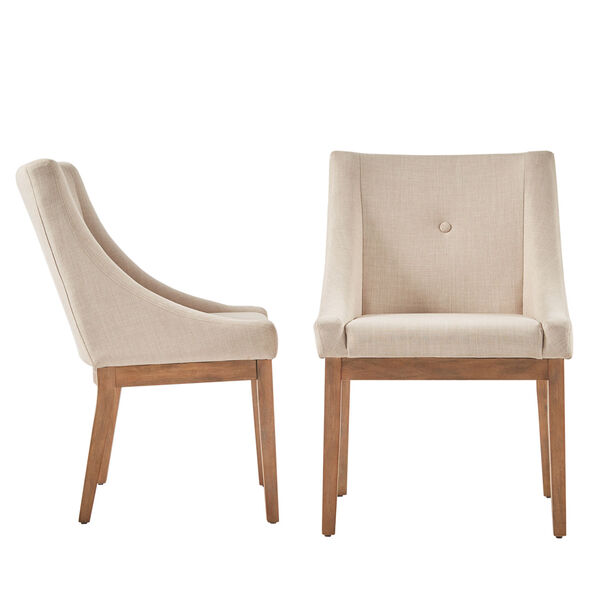 Century Beige Linen Slope Arm Side Chair, Set of 2, image 3