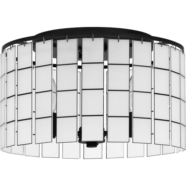 Seigler Matte Black Three-Light Semi-Flush Mount with Etched Glass Panels, image 4