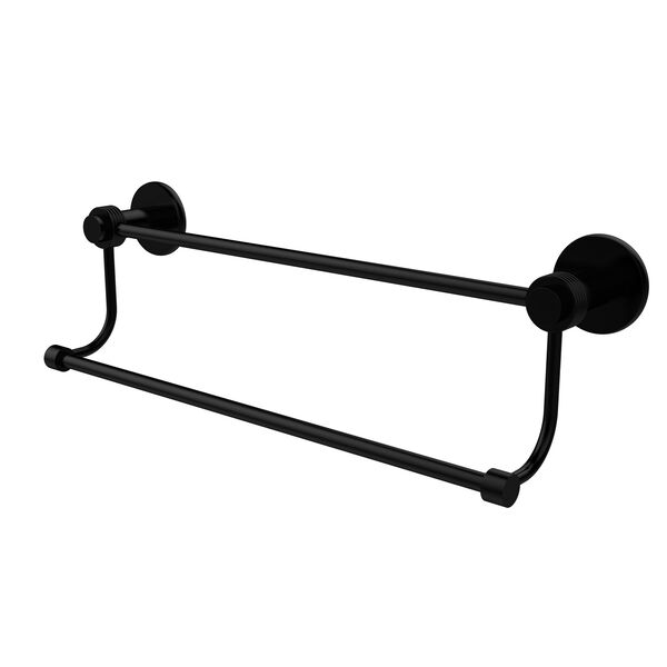 Mercury Collection 24 Inch Double Towel Bar with Groovy Accents, Matte Black, image 1