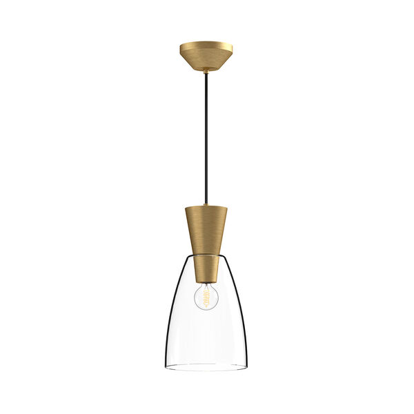 Arlo Brushed Gold One-Light Mini Pendant with Clear Glass, image 1
