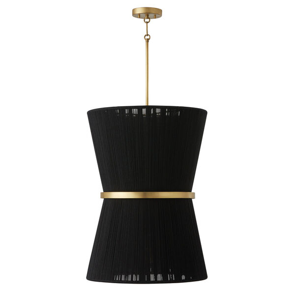 Cecilia Black Rope and Patinaed Brass Six-Light Tapered String Foyer, image 1