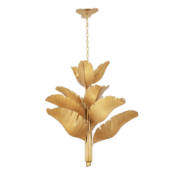 Banana Leaf Gold 12-Light Chandelier, image 1