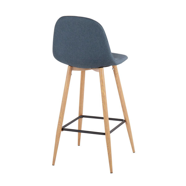 Pebble Natural and Blue Upholstered Bar Stool, Set of 2, image 3