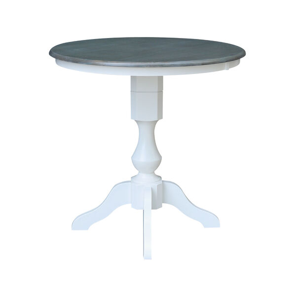 White and Heather Gray 36-Inch Round Top Counter Height Pedestal Table, image 2