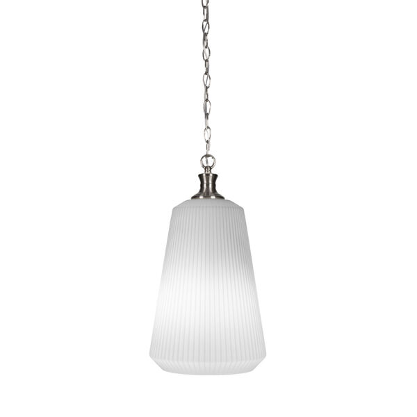 Carina Brushed Nickel One-Light 18-Inch Chain Hung Pendant with Opal Frosted Glass, image 1