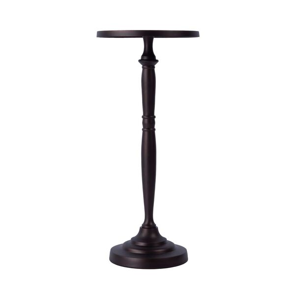 Landon Bronze Outdoor Round Metal Pedestal Side Table, image 2
