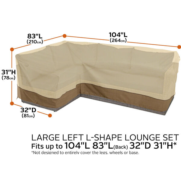 Ash Beige and Brown Patio Left Facing Sectional Lounge Set Cover, image 4