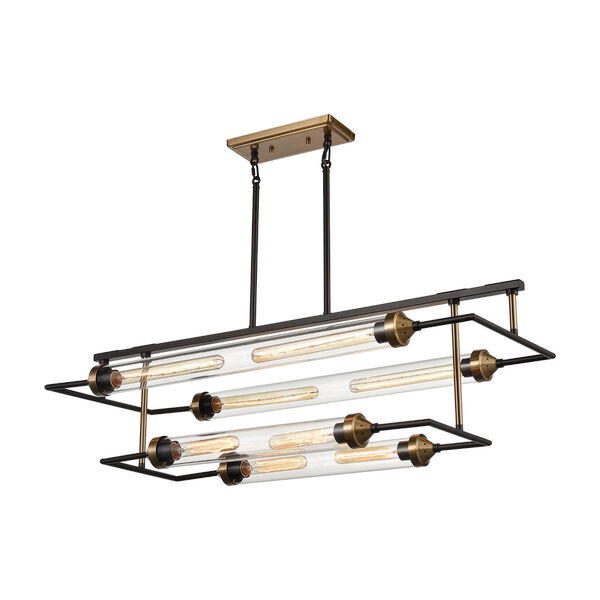 North By North East Oil Rubbed Bronze and Satin Brass Eight-Light Chandelier, image 1