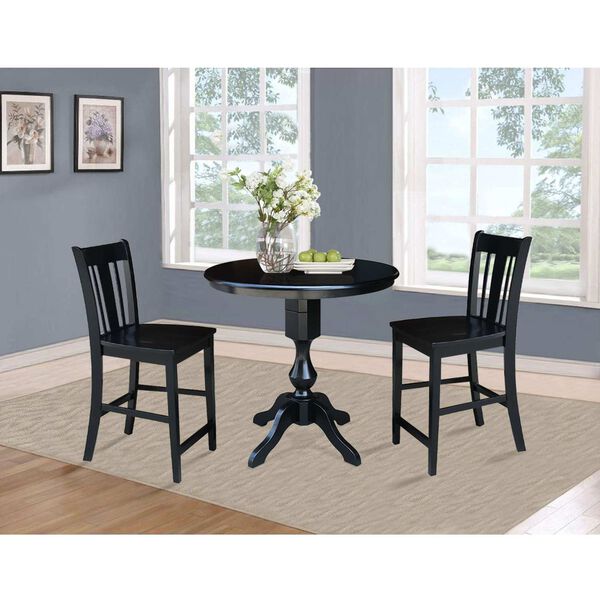 Black Round Counter Height Table with Stools, 3-Piece, image 2
