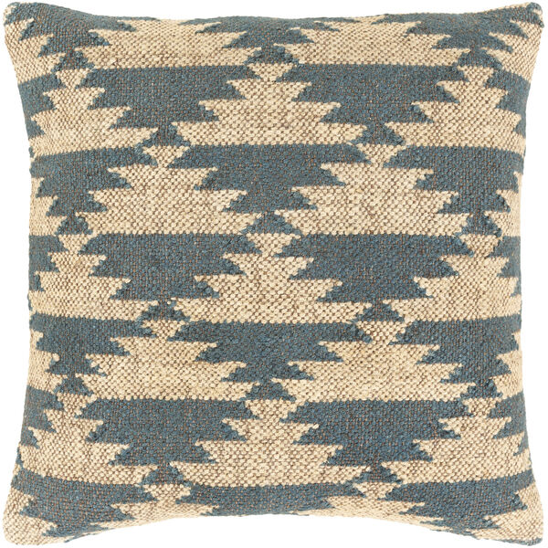 Gada Beige, Teal and Khaki 18-Inch Pillow, image 1