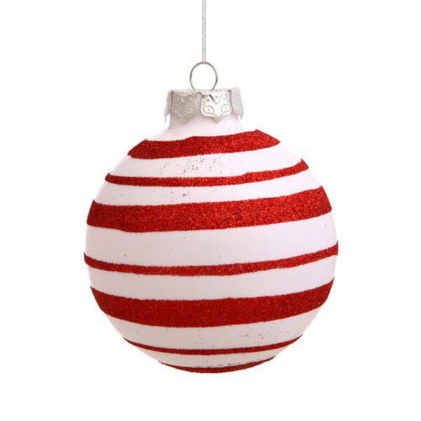 Candy Cane Assorted Shape Ball Ornament 80mm 4/Box, image 1