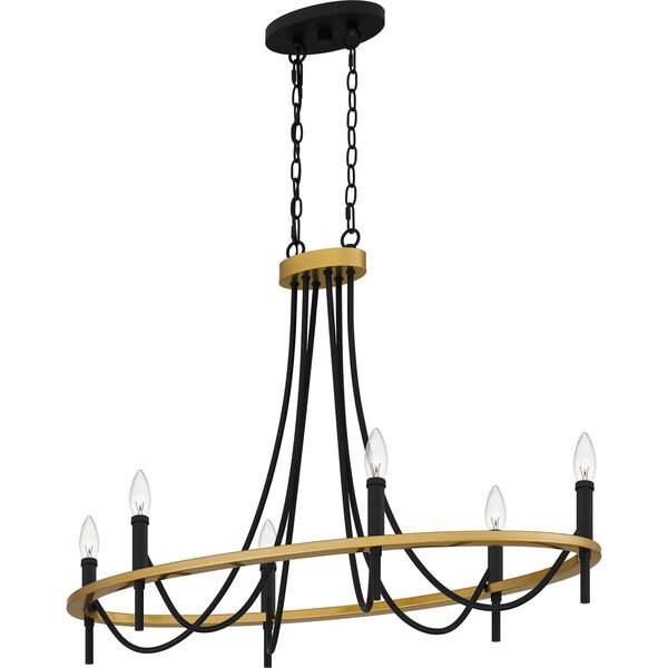 Legare Matte Black and Aged Brass Six-Light Chandelier, image 6
