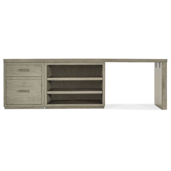 Linville Falls Smoked Gray 96-Inch Desk with File and Open Desk Cabinet, image 4