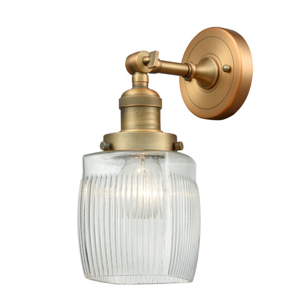 Colton Brushed Brass One-Light Wall Sconce with Engraved Cast Cup, image 1