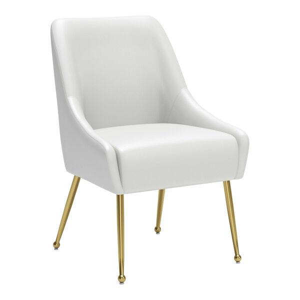 Madelaine White and Gold Dining Chair, image 1