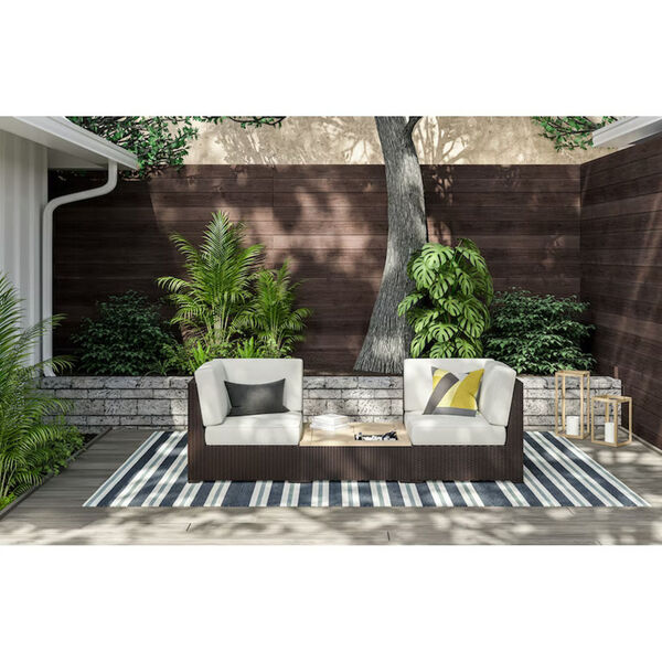 Palm Springs Rattan and White Outdoor Chair Pair with Coffee Table, 3-Piece, image 2