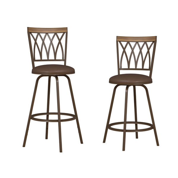 Deacon Weathered Brown Swivel Adjustable Stool With Nested Leg, Set Of Two, image 1