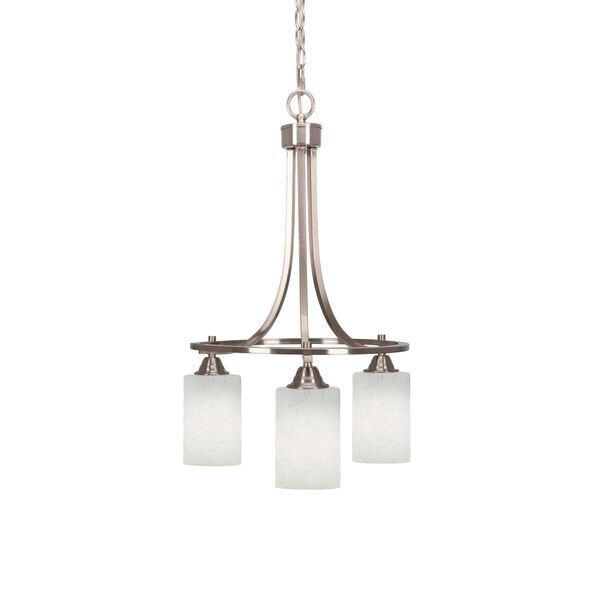 Paramount Brushed Nickel Three-Light Downlight Chandelier with White Cylinder Muslin Glass, image 1