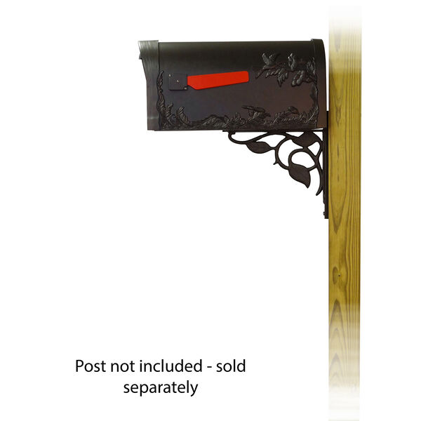 Curbside Black Hummingbird Mailbox with Floral Front Single Mounting Bracket, image 3