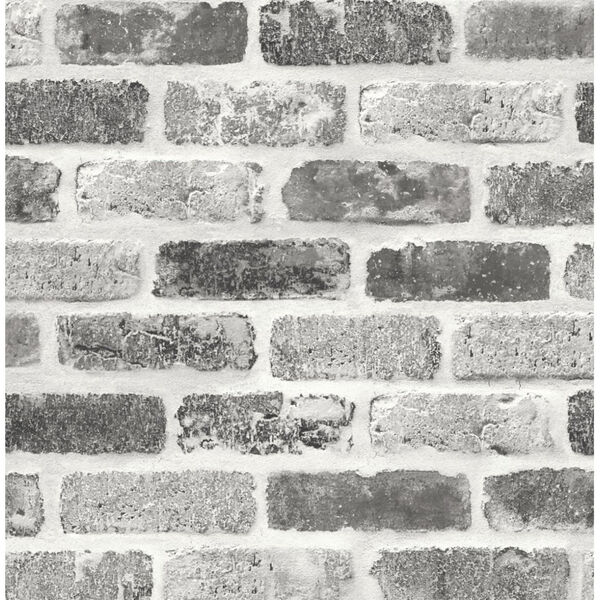 NextWall Gray Washed Brick Peel and Stick Wallpaper, image 2