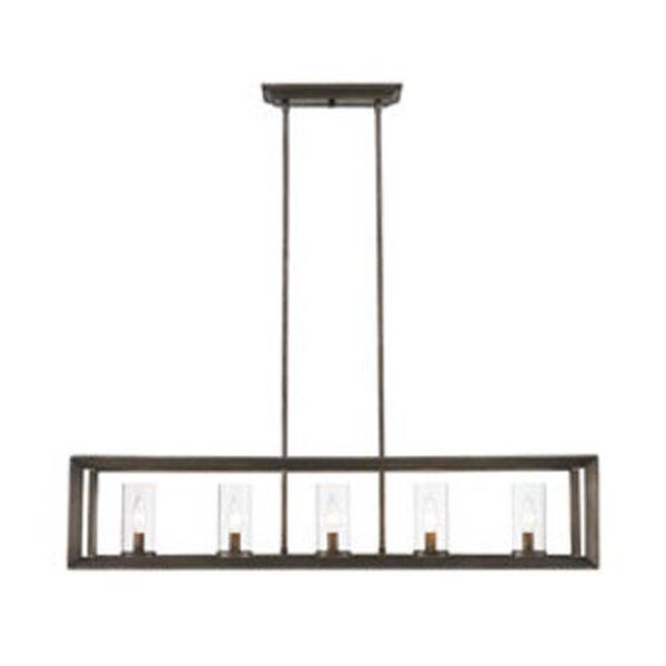 Smyth Gunmetal Bronze Linear Pendant with Clear Glass, image 1