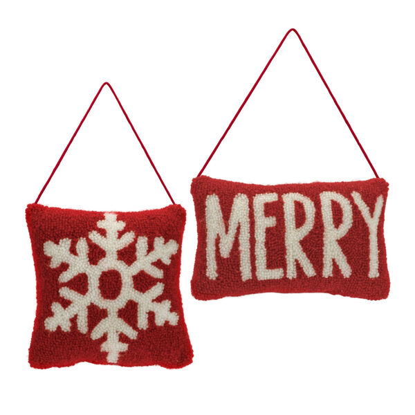 Red Mini Pillow Novelty Ornament, Set of Two, image 1