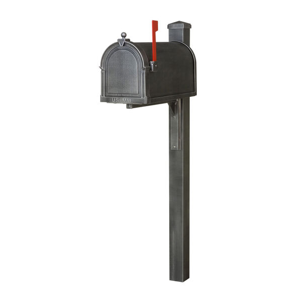Berkshire Curbside Swedish Silver Mailbox with Locking Insert and Wellington Mailbox Post, image 3