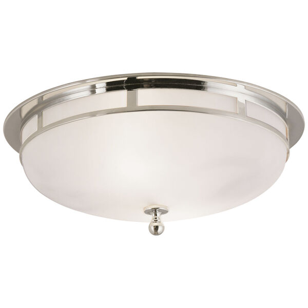 Openwork Large Flush Mount in Polished Nickel with Frosted Glass by Studio VC, image 1