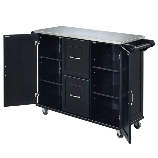 Blanche Black and Stainless Steel Kitchen Cart, image 2