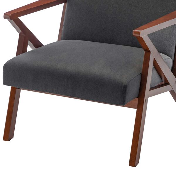 Take A Seat Dark Gray Fabric Espresso Cliff Accent Chair, image 6