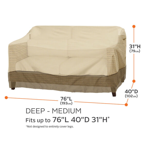 Ash Beige and Brown 76-Inch Deep Seated Seated Patio Sofa and Loveseat Cover, image 4