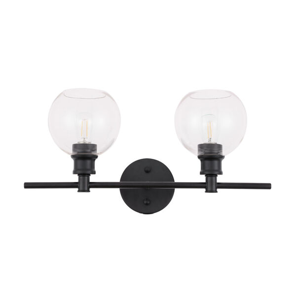 Collier Black Two-Light Bath Vanity with Clear Glass, image 3