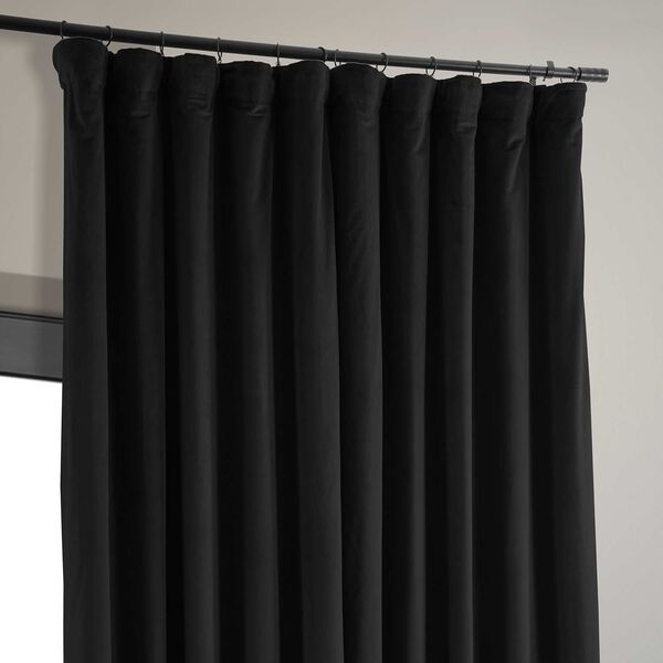 Signature Black Double Wide Velvet Blackout Pole Pocket Single Panel Curtain 100 x 84, image 3