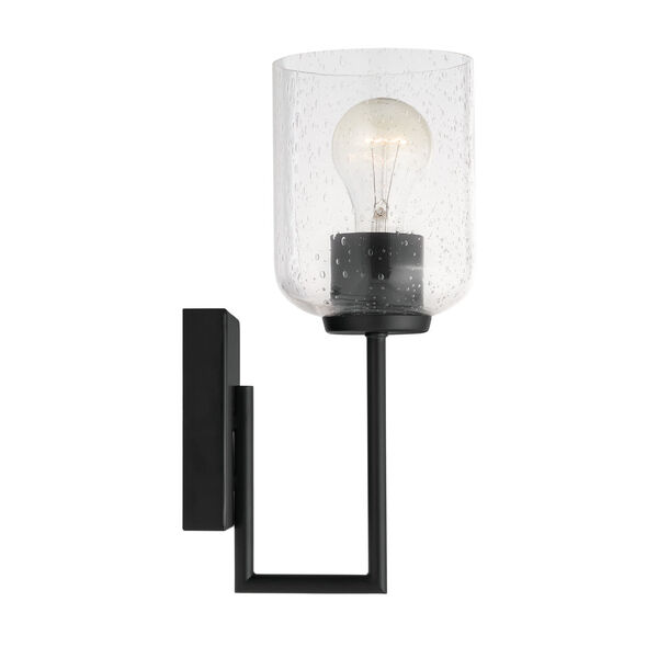 HomePlace Carter Matte Black Sconce with Clear Seeded Glass, image 5