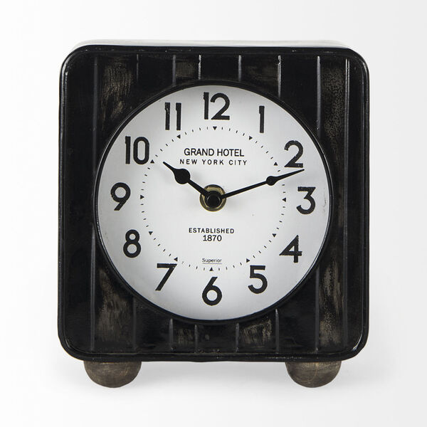 Karl Rustic Black Rounded Square Table Clock, image 2
