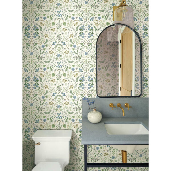 Rifle Paper Co. Blue and Green Wildwood Wallpaper, image 1