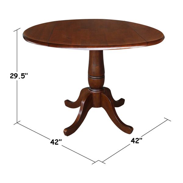 Espresso 30-Inch Round Top Dual Drop Leaf Pedestal Dining Table, image 5