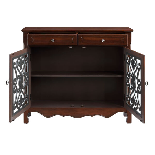 Olivia Light Cherry 2-Door 2-Drawer Scroll Accent Cabinet, image 5