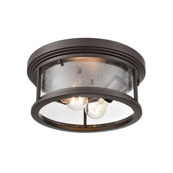 Bresley Powder Coat Bronze Two-Light Outdoor Flush Mount with Clear Seeded Glass, image 2