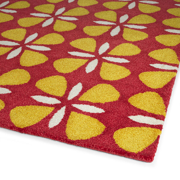 Peranakan Tile Red and Yellow 5 Ft. x 8 Ft. Indoor/Outdoor Rug, image 2