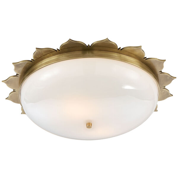 Rachel Large Flush Mount in Natural Brass with White Glass by Alexa Hampton, image 1