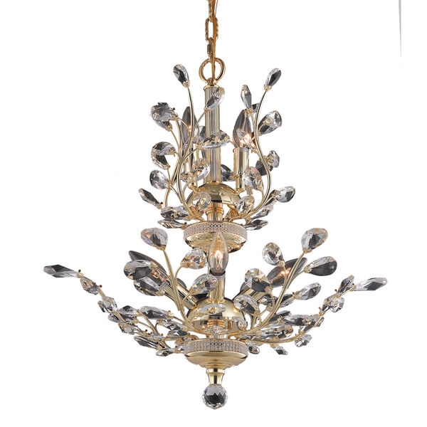 Orchid Gold Eight-Light 21-Inch Chandelier with Royal Cut Clear Crystal, image 1