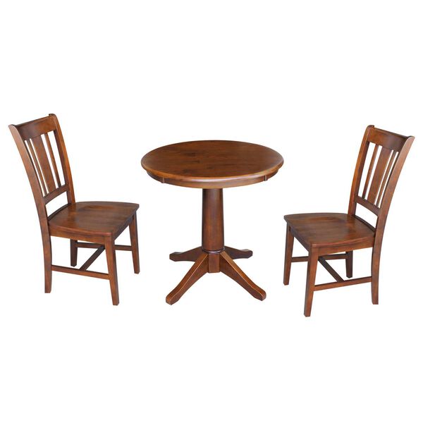 Espresso 29-Inch High Round Pedestal Table with Chairs, 3-Piece, image 1