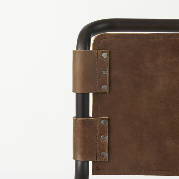 Berbick Medium Brown Leather Seat Bar Height Stool, image 6