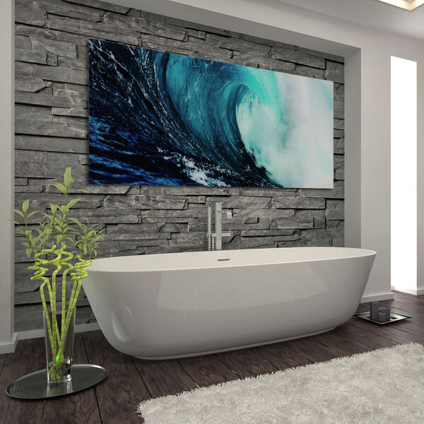 Blue Wave 2 Frameless Free Floating Tempered Glass Graphic Wall Art, image 4